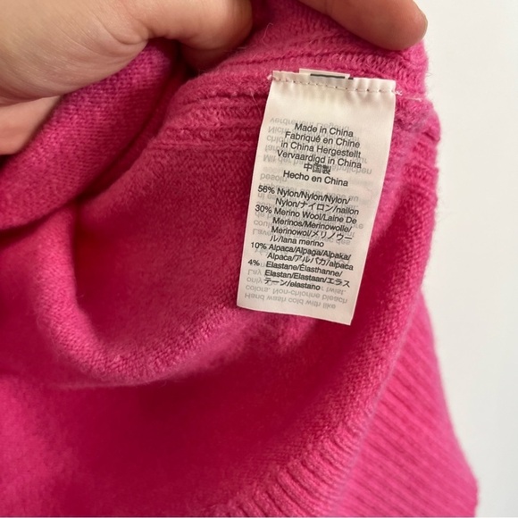 NWT J. Crew Supersoft Yarn Turtleneck Sweater Intense Pink Merino Wool Alpaca - Picture 6 of 7
